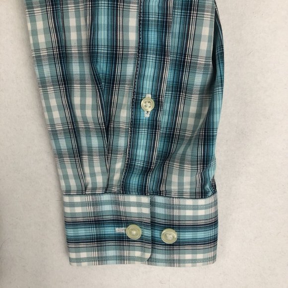 Eddie Bauer Men's Size Medium Blue White Wrinkle Free Classic Fit Cotton Shirt - Picture 4 of 9